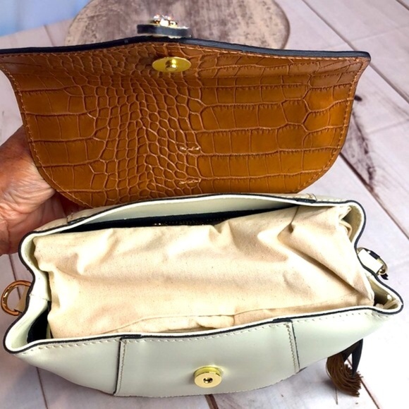 NWT House of Harlow 1960 Cream & Brown Stud Embellished Crossbody/Bag Backpack main image 8